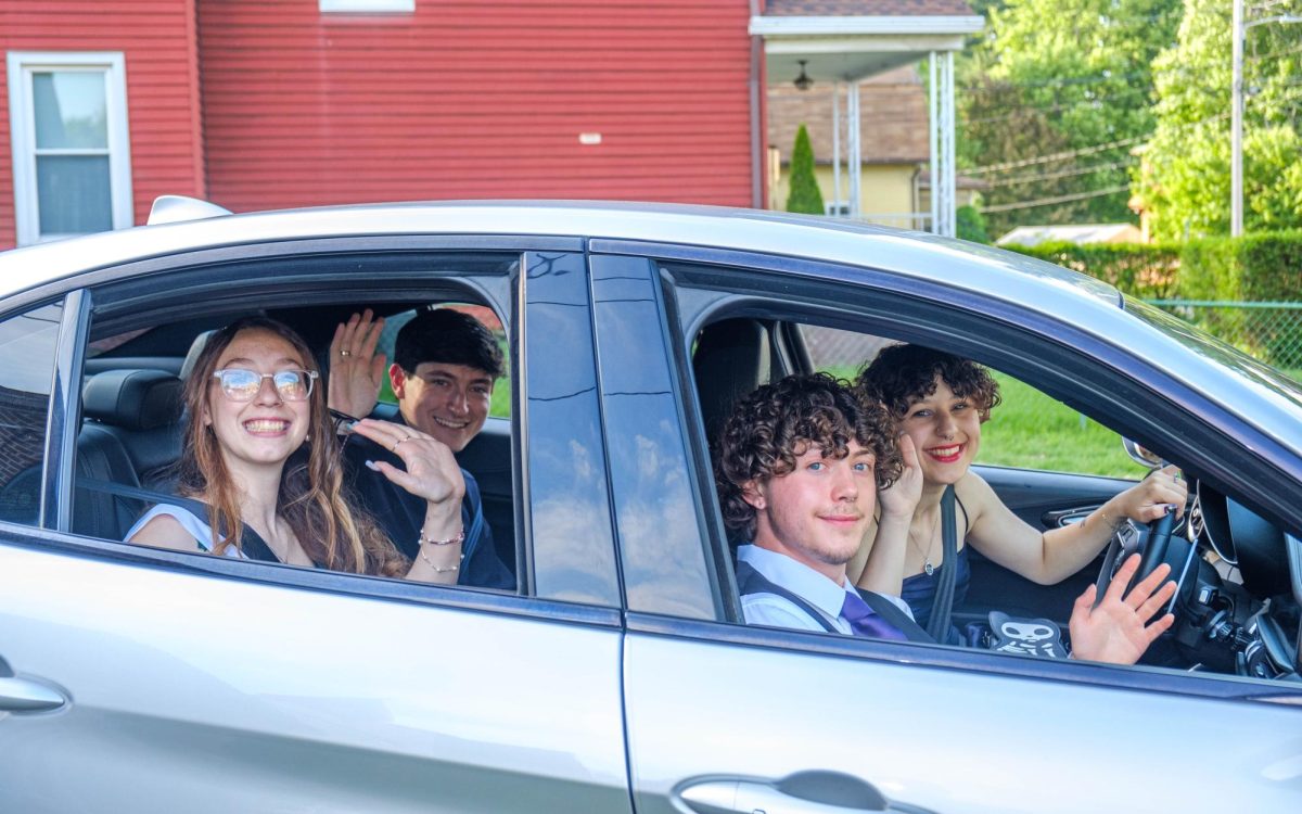 Finn Hernandez, Ev Luna, and their dates ready to drive to the prom.