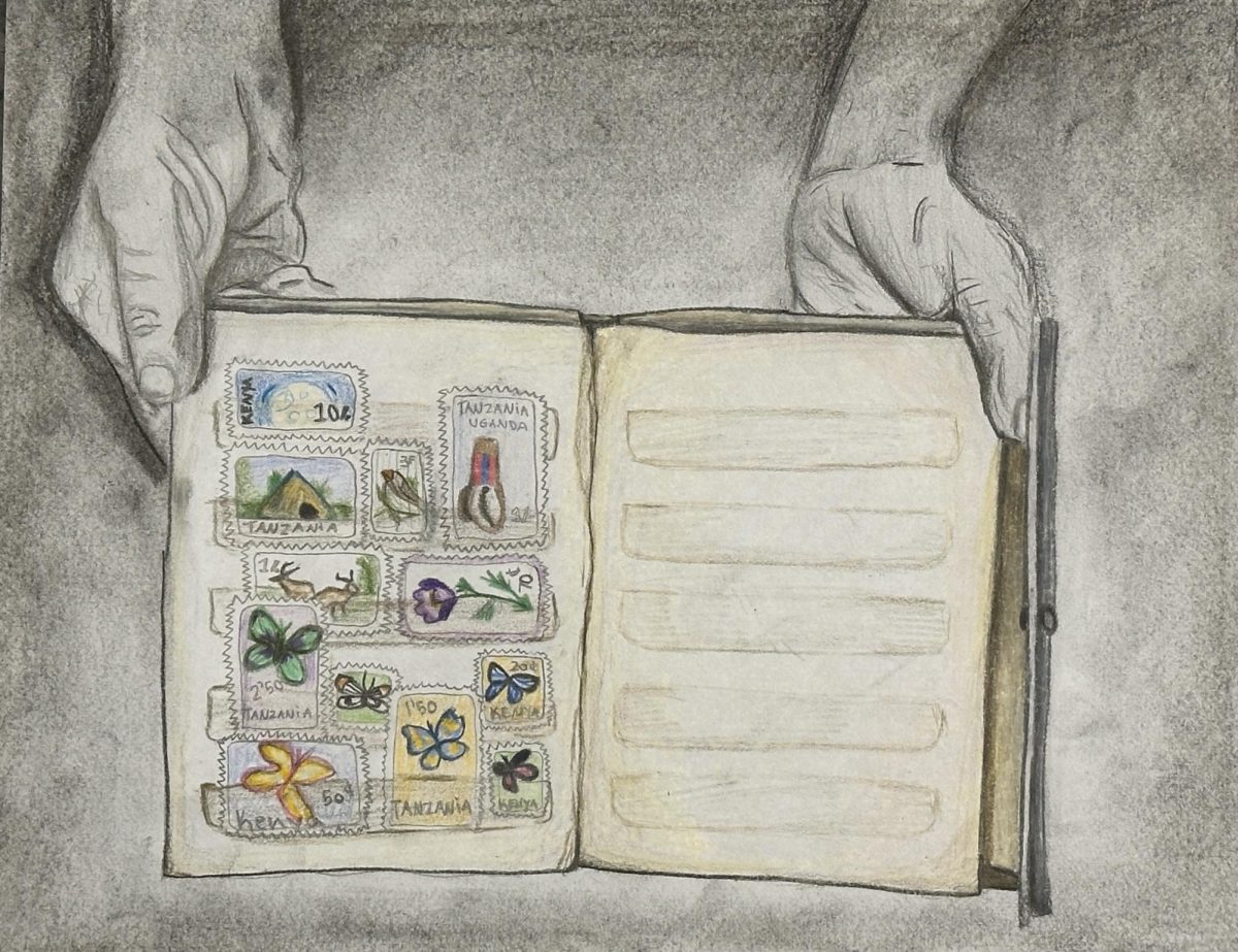 Illustrated by Tisha Patel.  This work is meant to represent an elder passing down memories.
